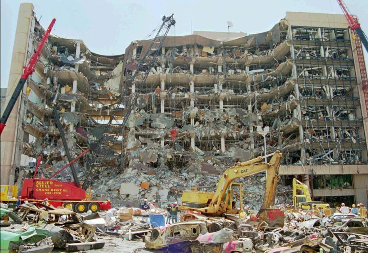 On April 19, 1995, a truck containing a bomb exploded outside the Alfred P. Murrah Federal Building in downtown Oklahoma City. The explosion killed 168 people, including 19 children.