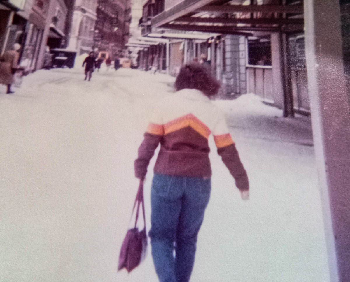 Marie McMahon walks to a clinic to get her first abortion in 1982.