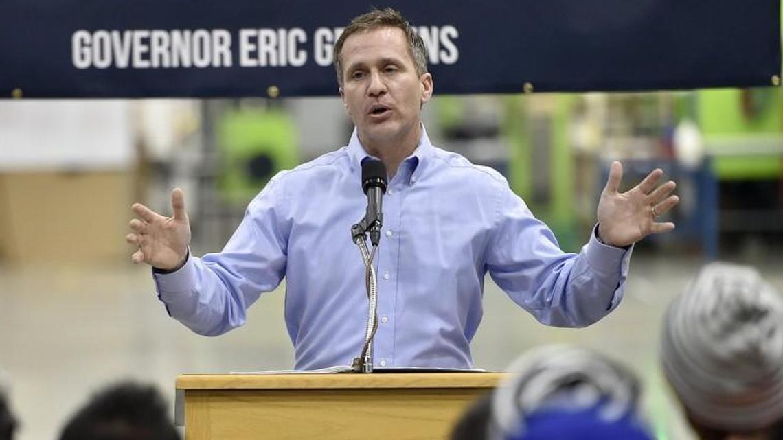 Missouri Gov. Eric Greitens promoted his tax cut plan on Tuesday at the U.S. Farathane plant in Riverside.