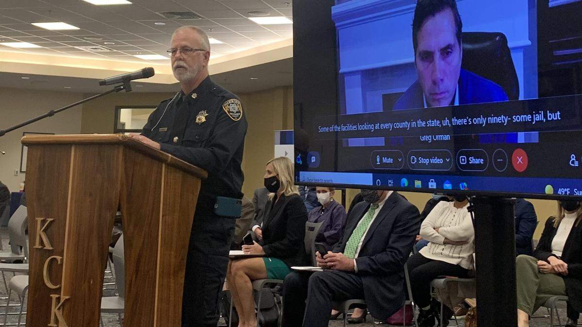 Jefferson County Sheriff Jeff Herring speaks to the SPARK task force on Monday. The task force will develop a plan to spend approximately $1.6 billion in federal COVID-19 aid provided to Kansas.