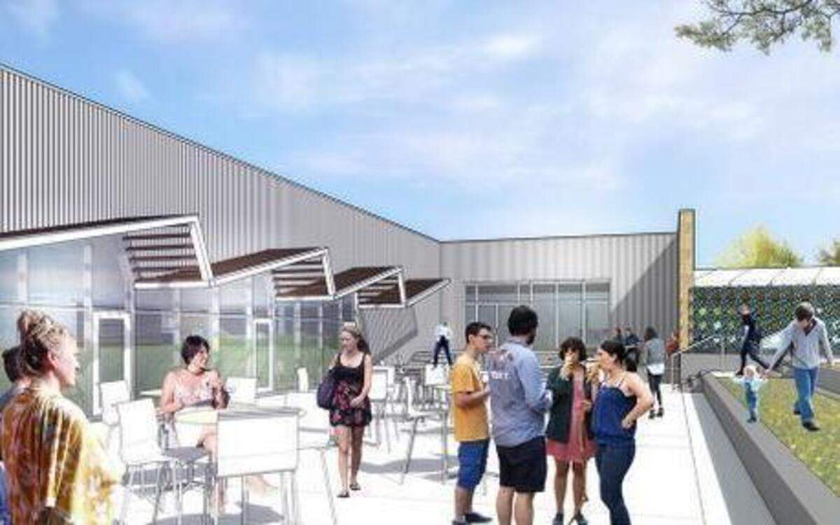 
An artist’s conception of the outdoor area of the redesigned King Louie building.
