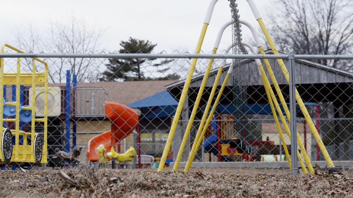 This file photo shows the empty playground at Trinity Lutheran Church in Columbia, Mo. The Supreme Court ruled Monday that churches have the same right as other charitable groups to seek state money for new playground surfaces and other non-religious needs.