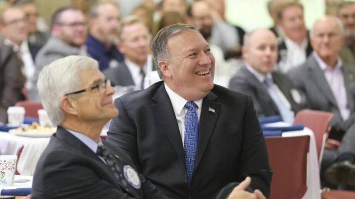 CIA Director Mike Pompeo is introduced to the Wichita Downtown Rotary during a meeting at Botanica on Nov. 6, 2017.