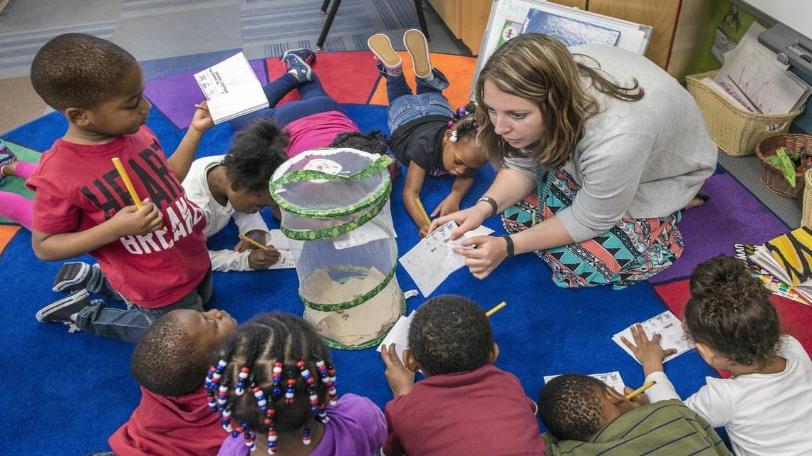 
Pre-kindergarten teacher Bethanie Cummings recently taught her class about butterflies at the Ervin Early Learning Center in the Hickman Mills School District. The district is finishing its first year of providing universal pre-kindergarten classes for all 4-year-olds, and Kansas City Public Schools are considering a levy increase for a similar program.


