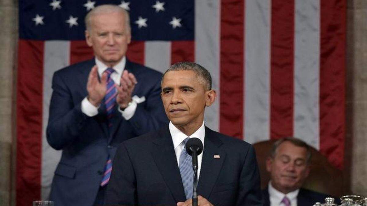 
President Barack Obama’s State of the Union address at times had Vice President Joe Biden on his feet and House Speaker John Boehner in his seat.
