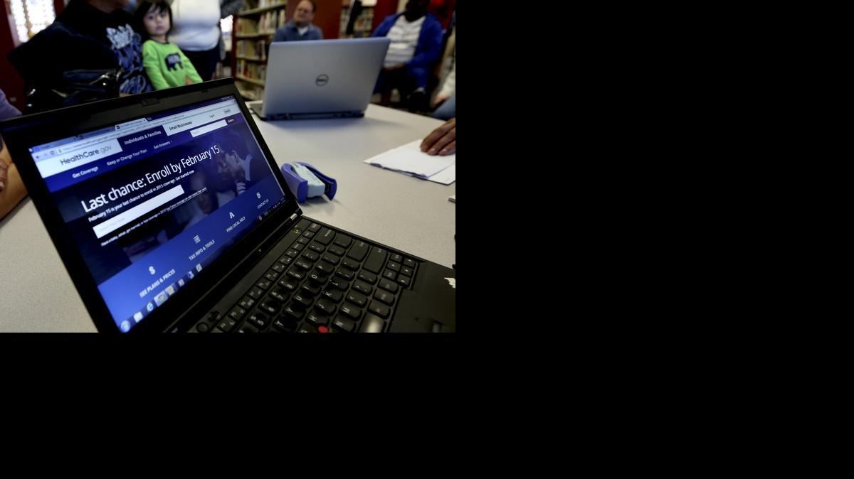 
A laptop shows the HealthCare.com web site 
