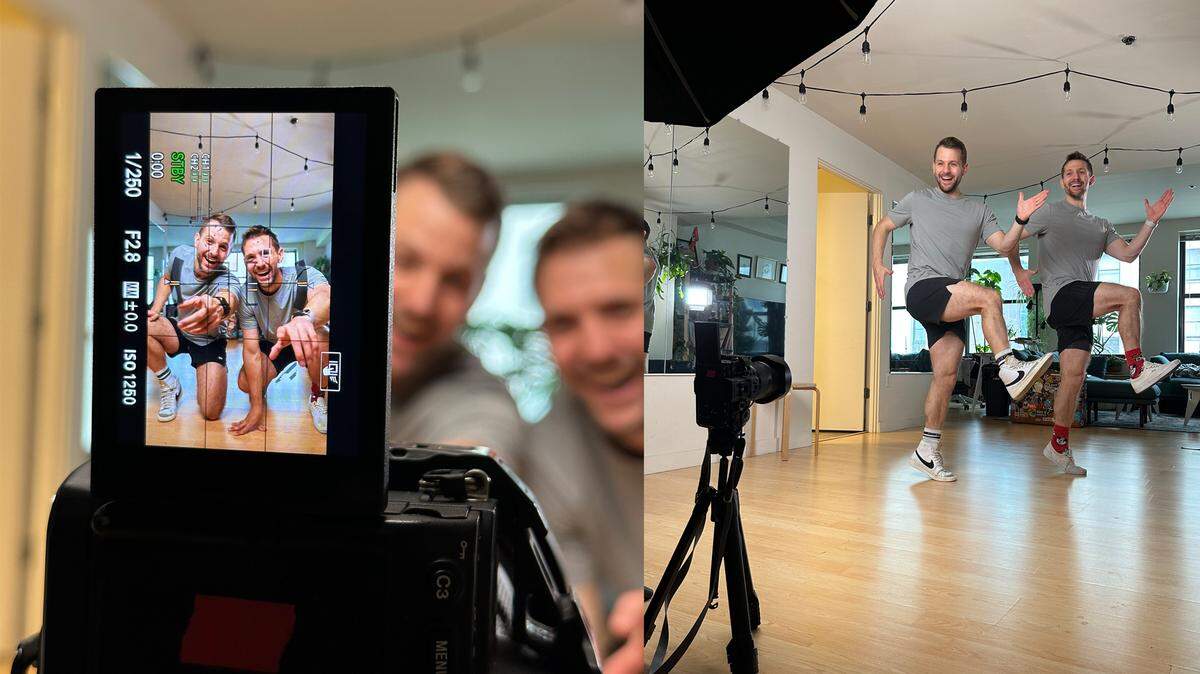 The Harweth twins, Luke and Paul, are Kansas City-based content creators who go by the tag @TwinSauce on Instagram, YouTube and TikTok. Diptych created with courtesy photos from the Harweth twins.