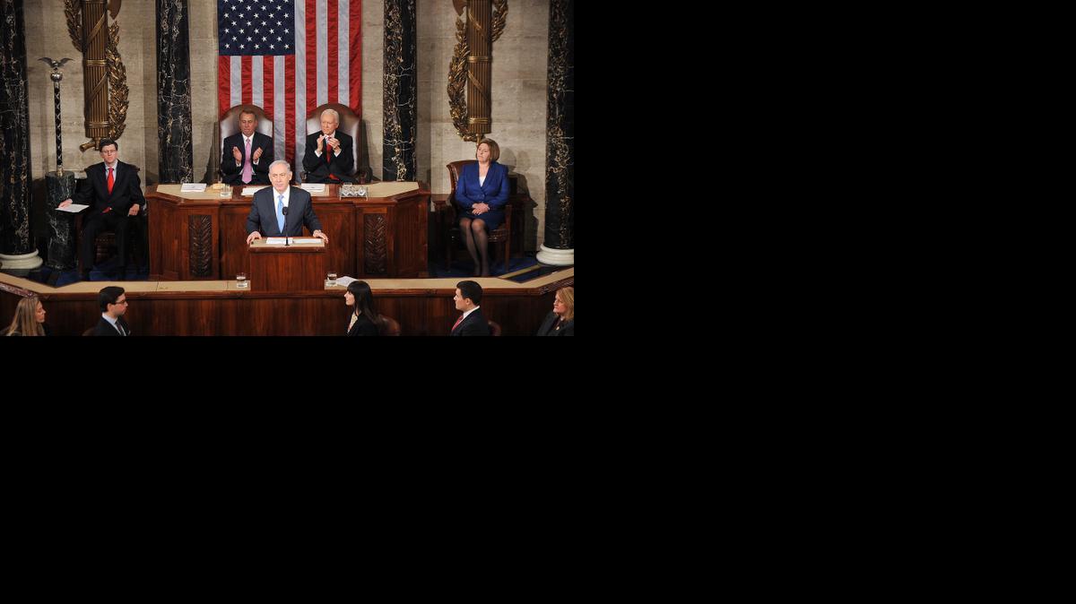 
Israeli Prime Minister Benjamin Netanyahu addresses a joint session of the U.S. Congress at the Capitol on Tuesday
