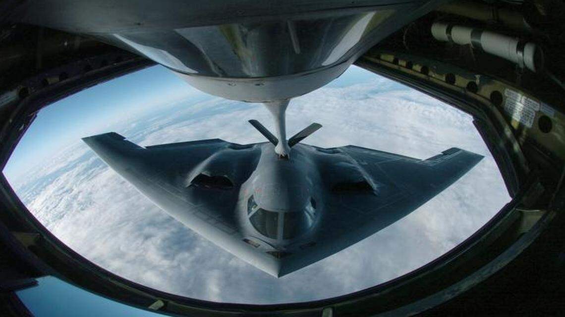 
One advantage the B-2 stealth bomber has over other aircraft is that it can fly 6,000 nautical miles without refueling. And when it needs to refuel, it can do so in midair. All but one of the Air Force’s 20 B-2s are stationed in Missouri. 
