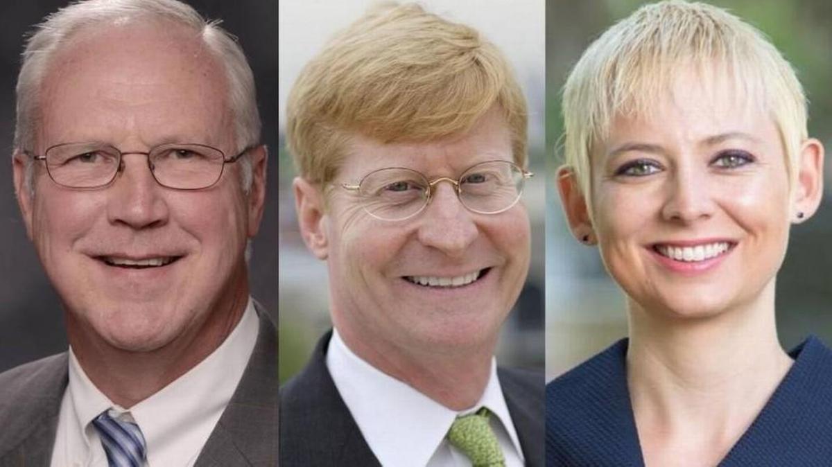 Candidates for eastern Jackson County’s 8th District seat in the Missouri Senate: (from left) Republican Mike Cierpiot, independent Jacob Turk and Democrat Hillary Shields.