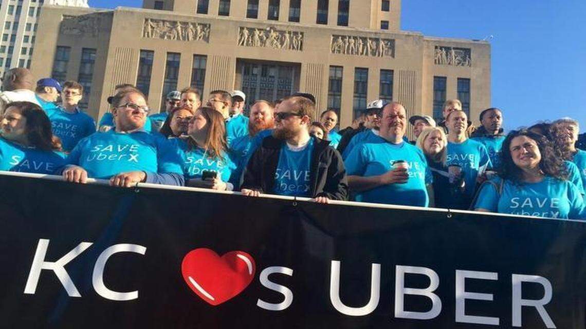 
Uber drivers rallied outside Kansas City Hall before a Thursday debate about ride-booking regulations. But it appears the city is prepared to pass the new rules despite drivers’ pleas.
