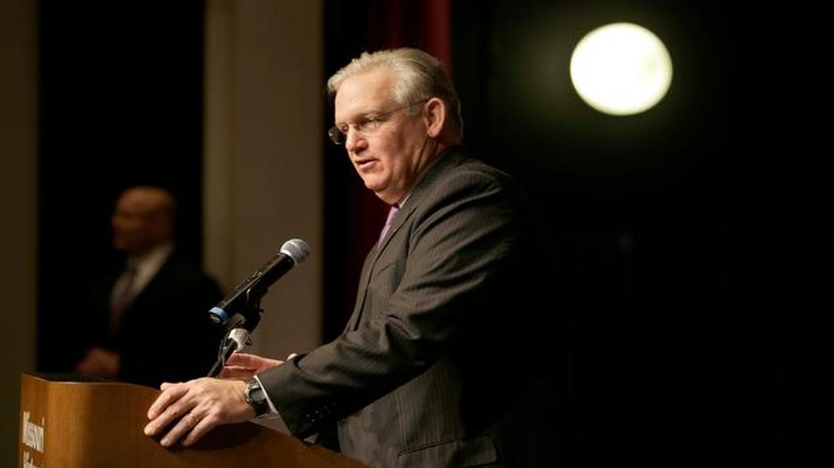 
Missouri Gov. Jay Nixon spoke before signing an executive order creating a Ferguson commission on Tuesday in St. Louis. 
