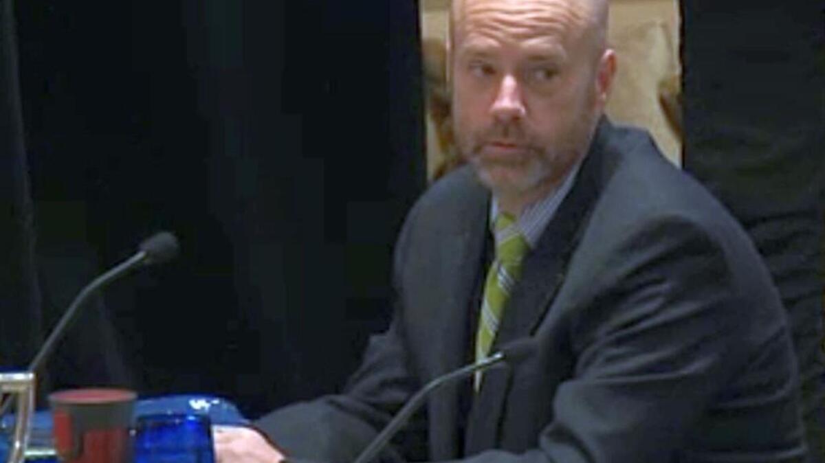 In this image made from a Wednesday, Jan. 6, 2016 video, Brian Newby, executive director and general council for the U.S. Election Assistance Commission (EAC), appears at a public meeting in Arlington, Va.