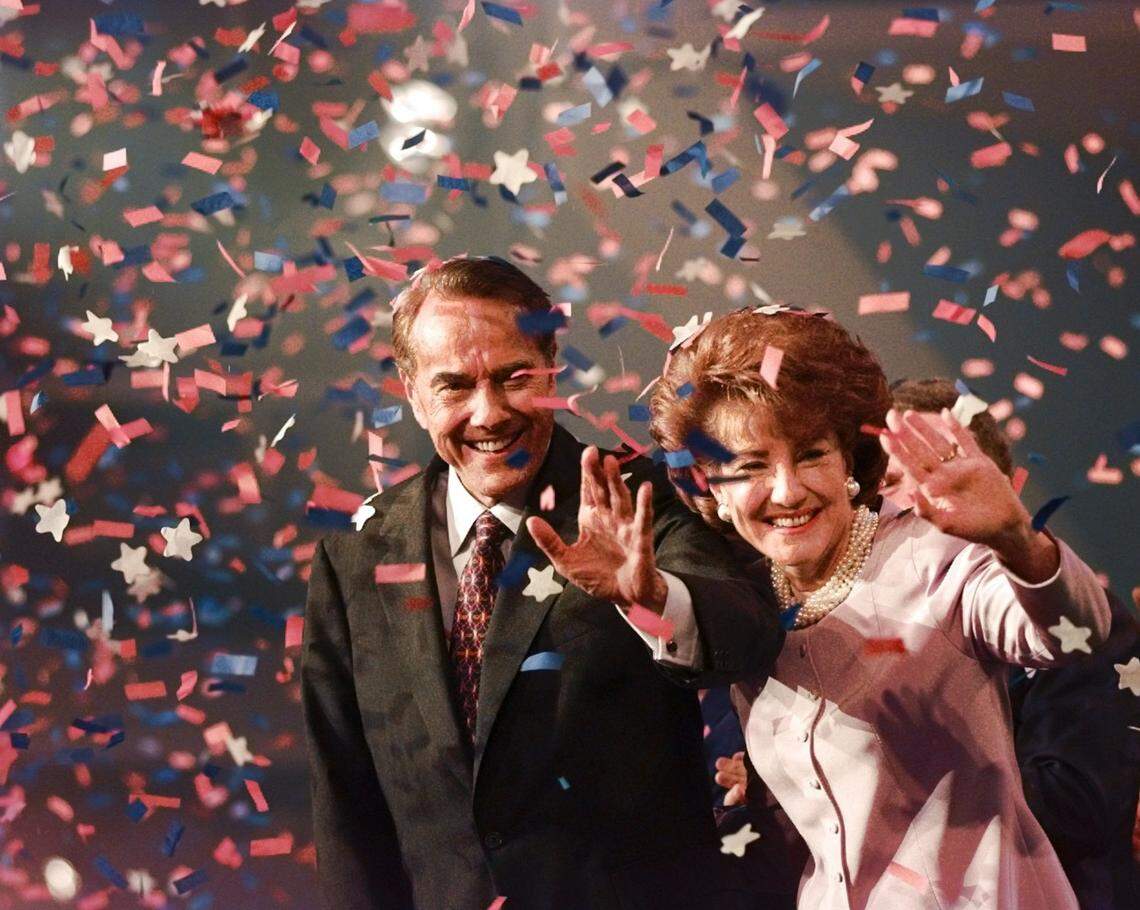 In August 1996, Bob Dole and his wife, Elizabeth, waved from the podium on the floor of the Republican National Convention in San Diego, where Dole accepted the Republican presidential nomination.