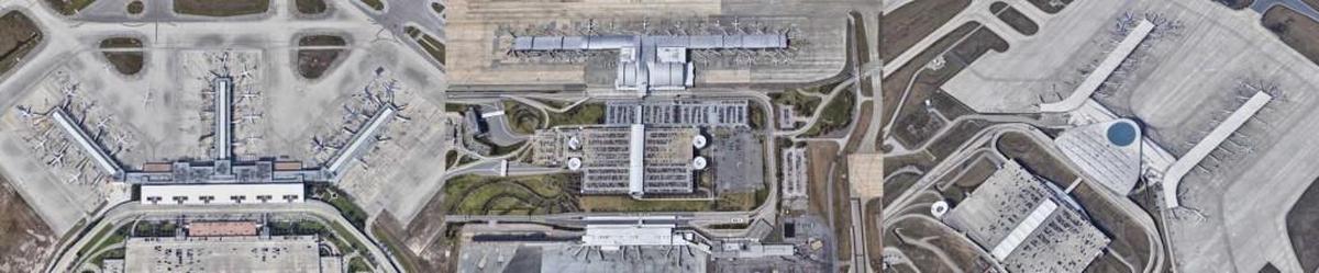 From left: Southwest Florida International Airport, Raleigh-Durham International Airport, Indianapolis International Airport.