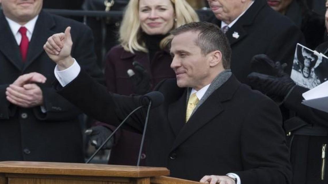 Missouri Gov. Eric Greitens (shown at his Jan. 9 inauguration) made cleaning up Jefferson City politics the centerpiece of his campaign.