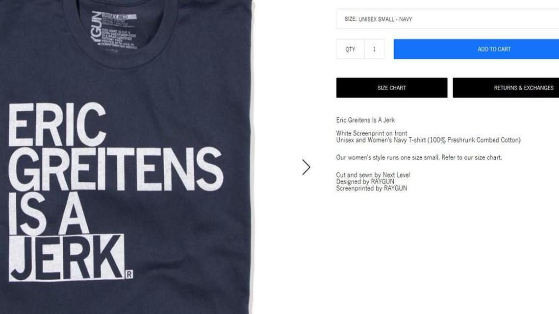 A clothing company has a new T-shirt that pokes fun at Missouri Gov. Eric Greitens.