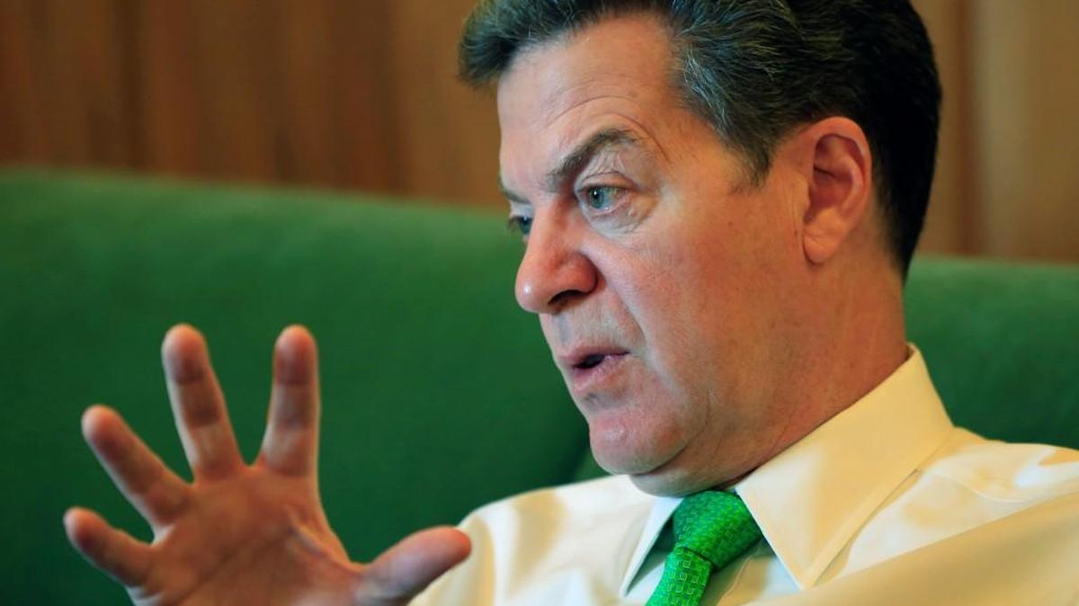 Kansas Gov. Sam Brownback was interviewed at his Statehouse office in Topeka last week.