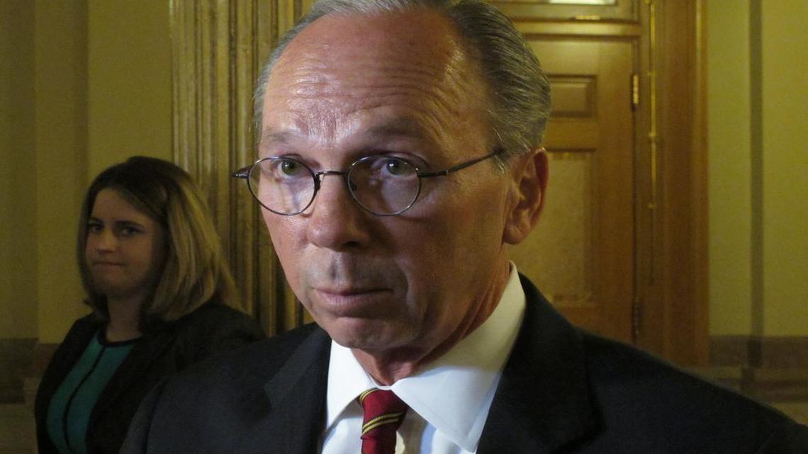 
Kansas House Taxation Committee Chairman Marvin Kleeb, an Overland Park Republican, recently talked to reporters after a round of negotiations with the Senate on tax issues. 

