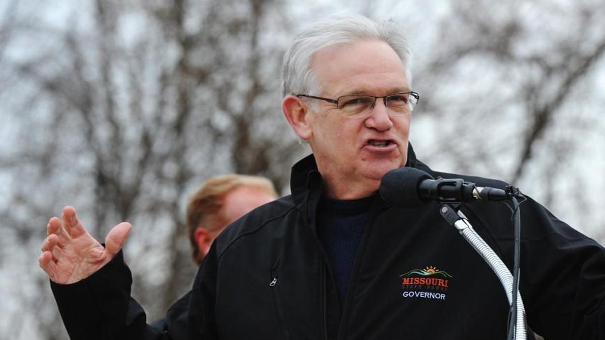 Missouri Gov. Jay Nixon, seen here at the recent grand opening of a trail in Pleasant Hill, is proud of his work on state parks.