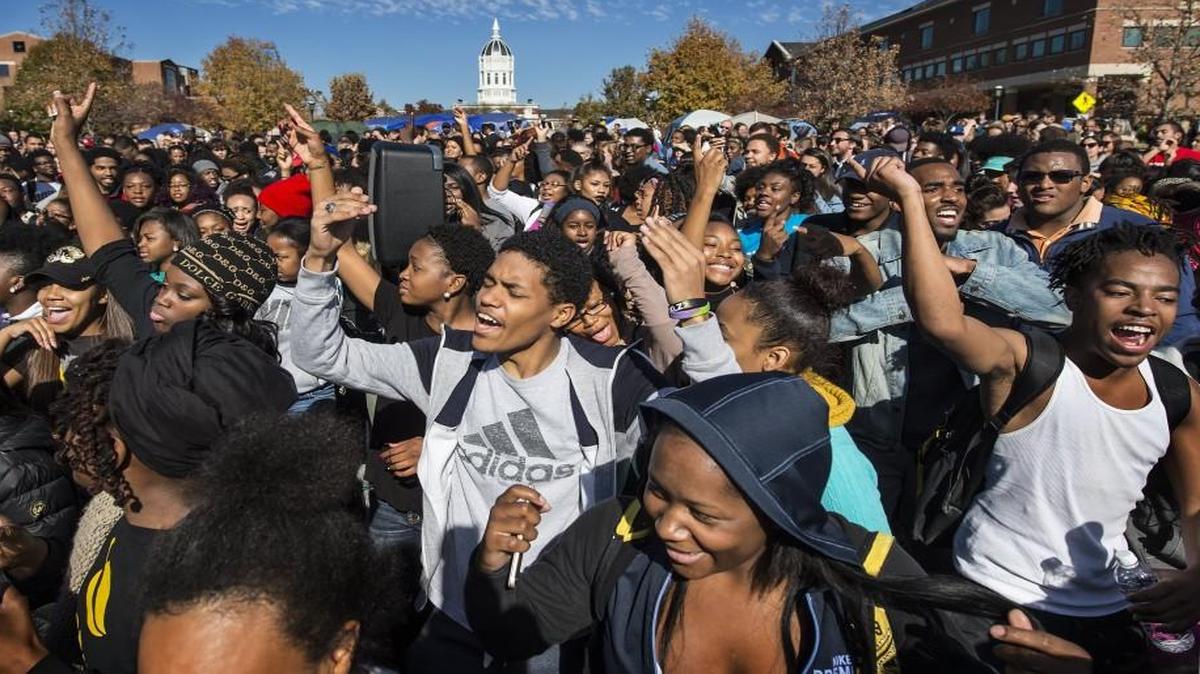 Student protesters celebrated Nov. 9 on the University of Missouri campus after the resignation of Tim Wolfe, the University of Missouri System president. Political scientists and campaign professionals say that if student and faculty demonstrations expand and deepen this year or next, campus protests could become a key issue in 2016 elections.