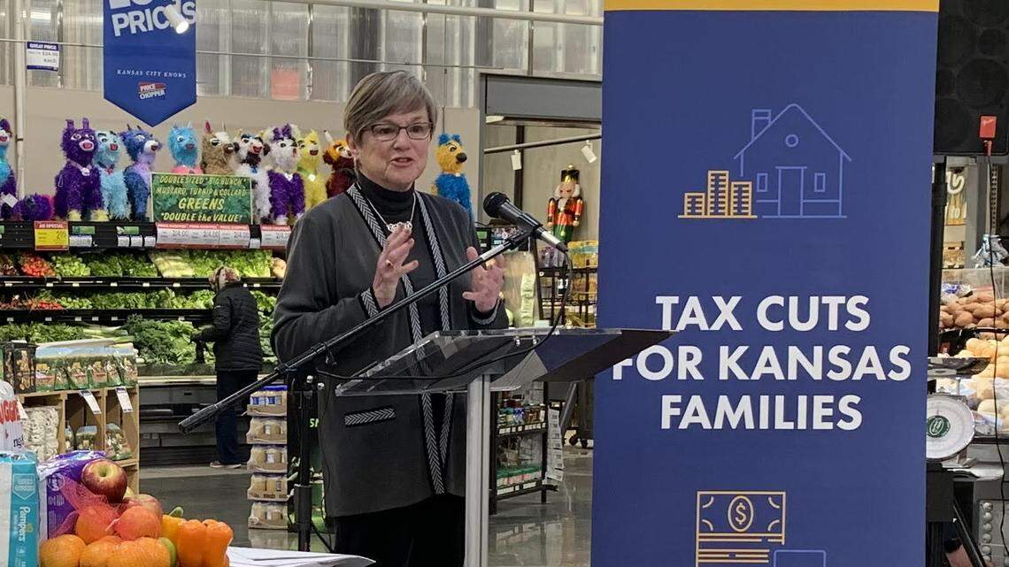 Kansas Gov. Laura Kelly on Monday announced a tax cut agenda that includes a proposed immediate elimination of the state sales tax on food, ending state sales taxes on diapers and feminine hygiene products, the creation of a back-to-school sales tax holiday and changes to how retirement income is taxed.