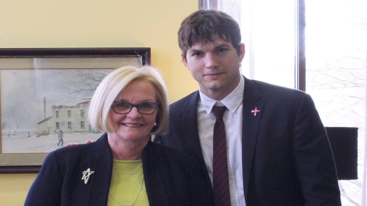 U.S. Sen. Claire McCaskill this week lauded actor Ashton Kutcher’s efforts to “wipe out evil child sex trafficking.”