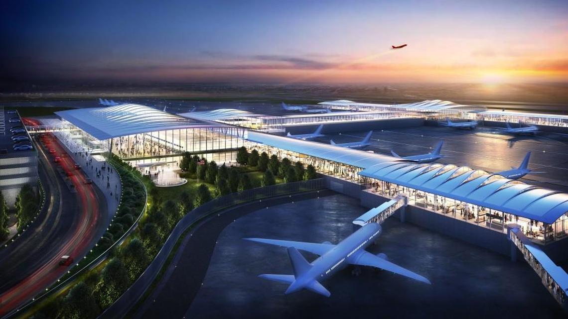 An artistic rendering depicts what a single terminal project at KCI could look like.