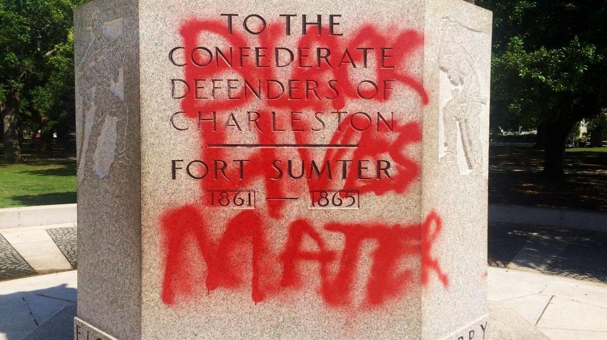 
A Confederate memorial in Charleston, S.C., was among several that were recently spray-painted with a different message. 


