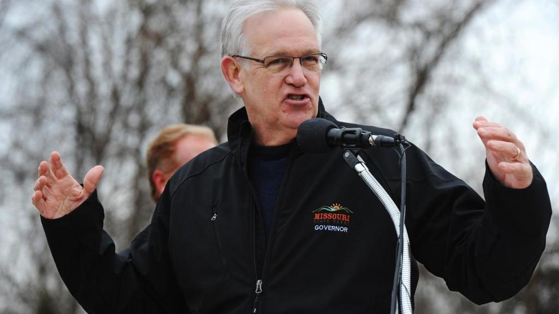 Missouri Gov. Jay Nixon spoke at the grand opening ceremony for the latest section of the Katy Trail on Saturday afternoon in Pleasant Hill.