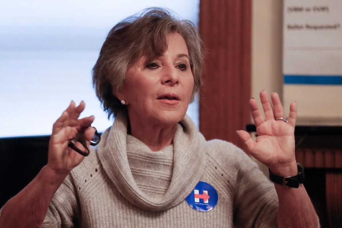 In this Oct. 29, 2016, file photo, then-Sen. Barbara Boxer, D-Calif., speaks to volunteers at a home serving as a canvassing site to train and organize supporters of Democratic presidential candidate Hillary Clinton in Cincinnati. “This is about power,” said Boxer, after describing an incident at a hearing in the 1980s where a male colleague made a sexually suggestive comment.