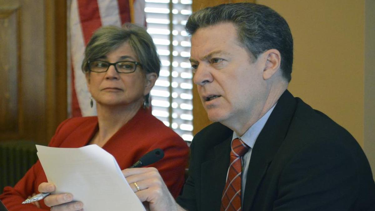 
Senate President Susan Wagle of Wichita, shown here with Gov. Sam Brownback, supports revisiting a tax exemption the Kansas Legislature passed in 2012 that took 330,000 business owners off the income tax rolls.
