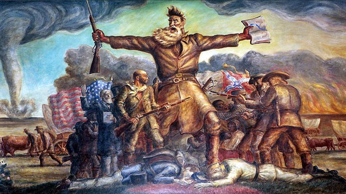 Abolitionist John Brown rages inside the state Capitol in Topeka in John Steuart Curry’s “Tragic Prelude” mural.
