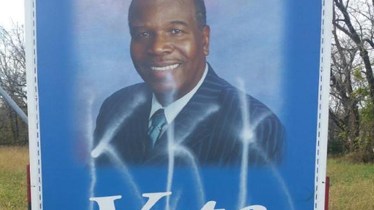 Linn County, Kan., sheriff candidate LeRoy McConico said he learned Tuesday that someone had defaced one of his campaign signs with “KKK.”