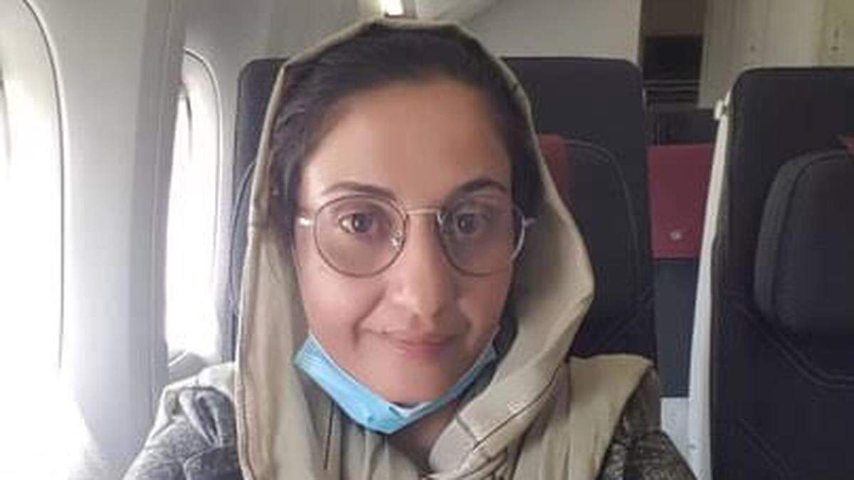 Zamzama Safi, 25, as she waits for her plane to depart Kabul, Afghanistan on Sunday. Safi, who worked as an interpreter helping the U.S. military, was able to leave after assistance from Missouri Rep. Emanuel Cleaver’s office.