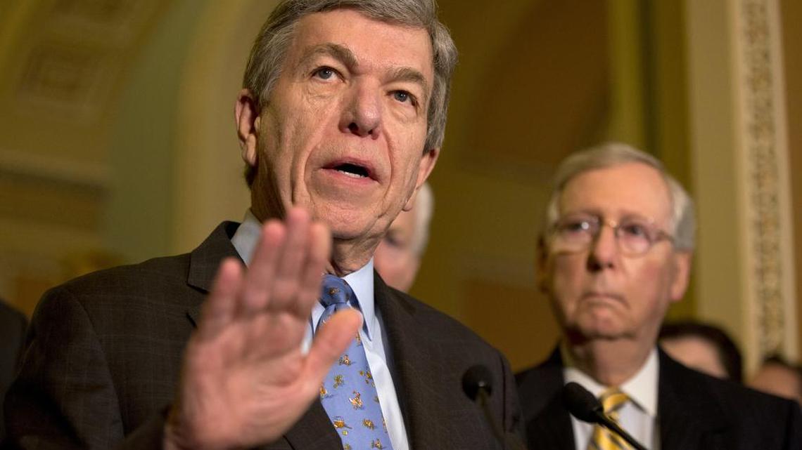 Sen. Roy Blunt, R-Mo., left, voted for two Republican gun amendments on Monday. One would have delayed gun sales to people on the terror watch list for three days and the other would have boosted funds for background checks.