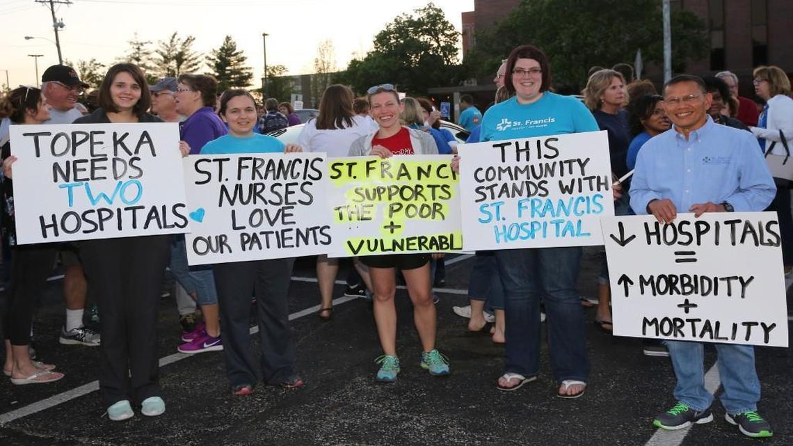 On Monday, employees of St. Francis Hospital in Topeka showed their support for the facility. The hospital’s parent company, SCL Health, has said the facility will close if it cannot find a buyer before this summer.