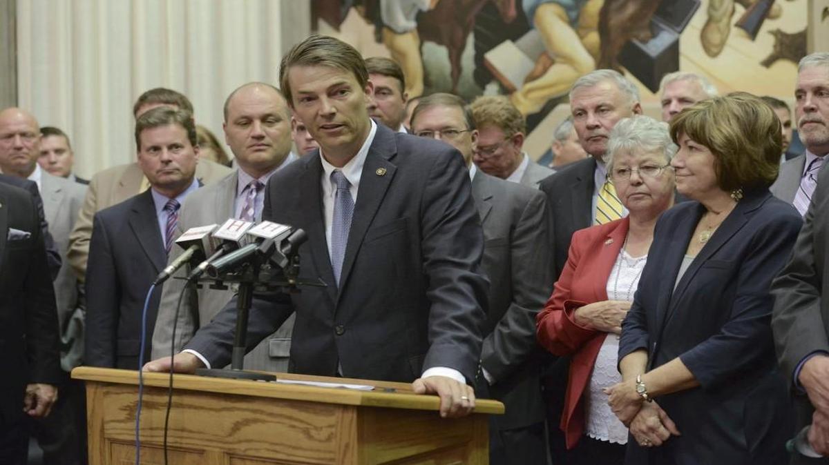 House Speaker Todd Richardson, a Poplar Bluff Republican, addressing the media in 2016.