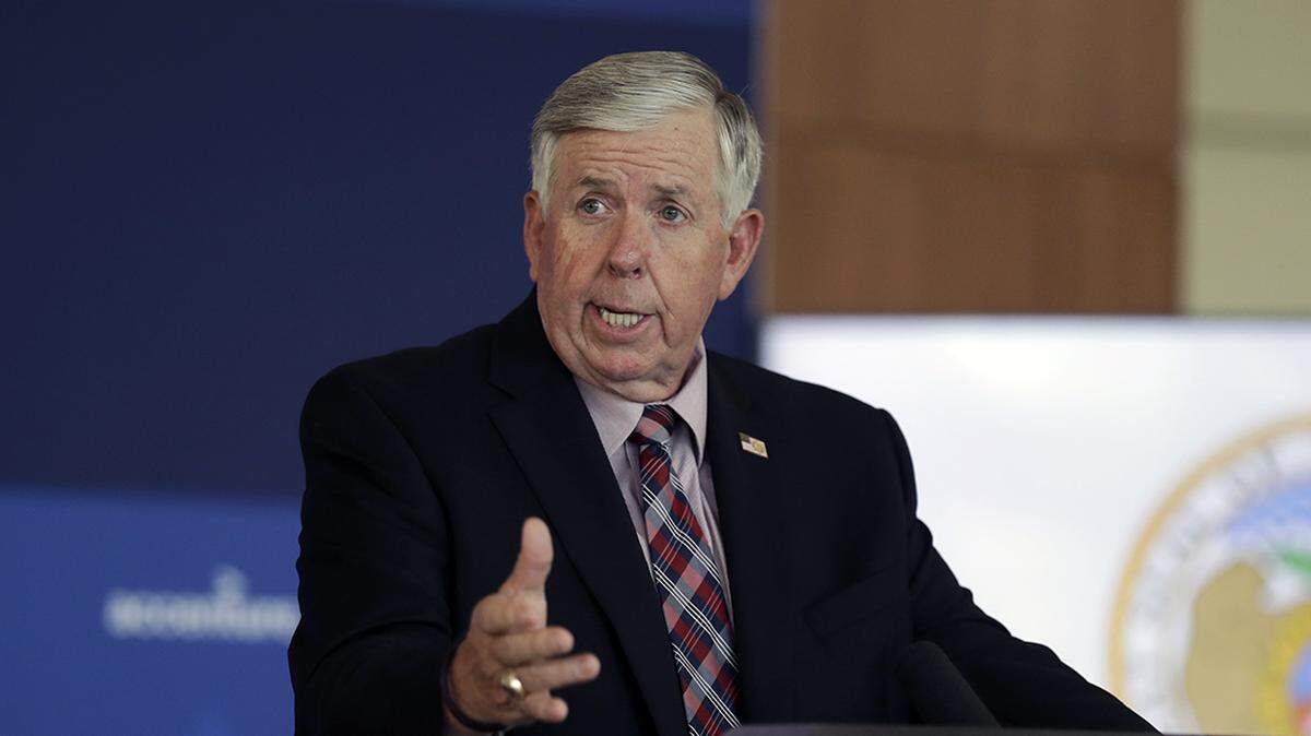 Missouri Gov. Mike Parson. The governor has said he will unveil budget cuts if the General Assembly doesn’t approve a renewal of a key tax that funds Medicaid. (AP Photo/Jeff Roberson)