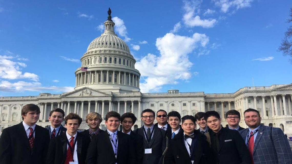 Rockhurst High School students visited the U.S. Capitol as they waited to attend Friday’s inauguration.