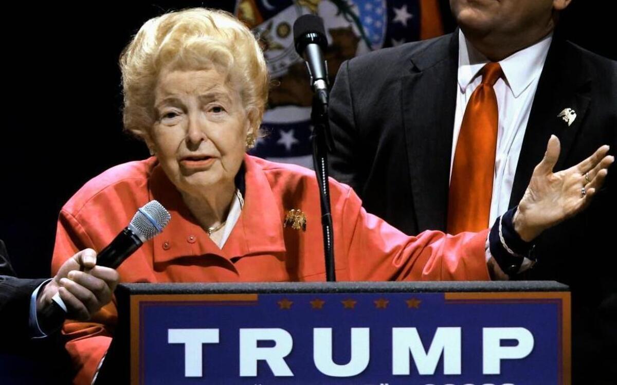 Longtime conservative activist Phyllis Schlafly endorsed Donald Trump for president in March at a Trump rally in St. Louis. Schlafly, the founder of the Eagle Forum, died Monday. She was 92.