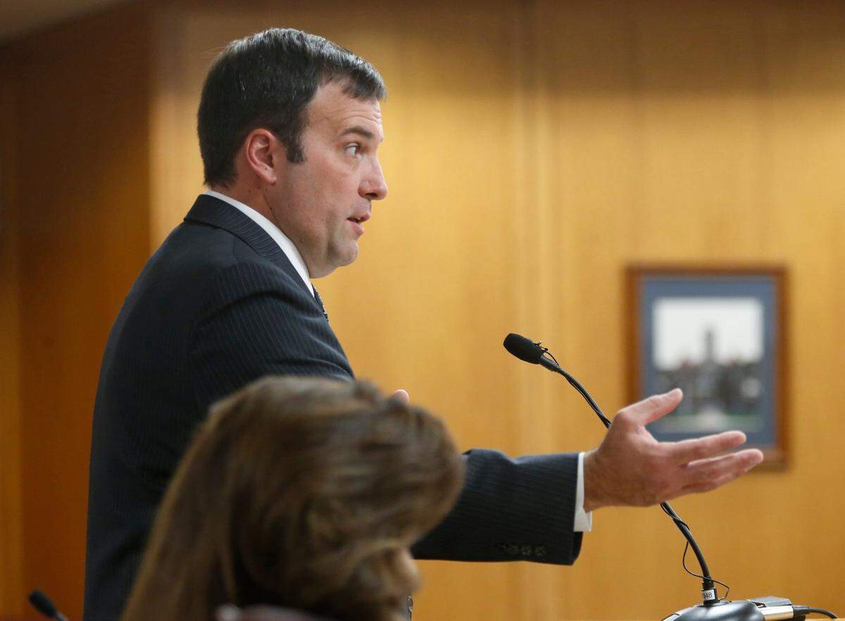 Sedgwick County District Attorney Marc Bennett questions a witness during a preliminary hearing for Cornell McNeal on October 1, 2015.