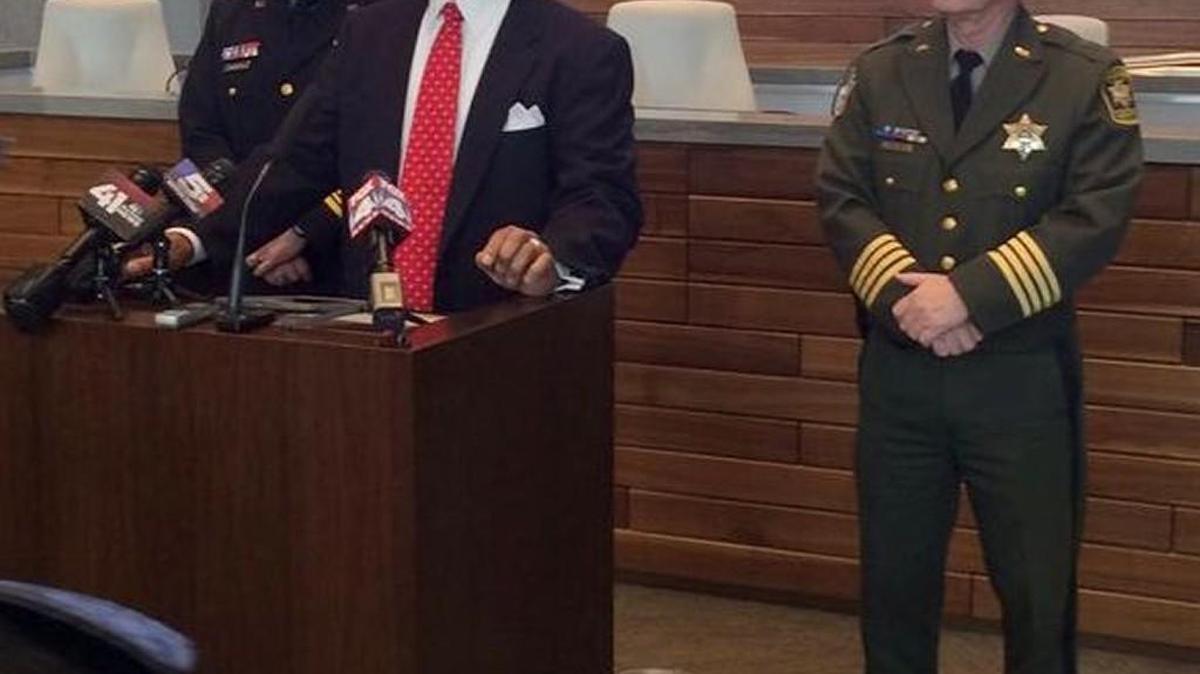 U.S. Rep. Emanuel Cleaver on Tuesday announced that $22.5 million in federal funding is available for law enforcement groups to help fund body-worn cameras for officers. Cleaver sought the funding from Congress in the aftermath of nationwide protests over fatal officer-involved shootings of unarmed citizens. Jackson County Sheriff Mike Sharp (right) said he welcomed federal money to help pay for and study body cameras.