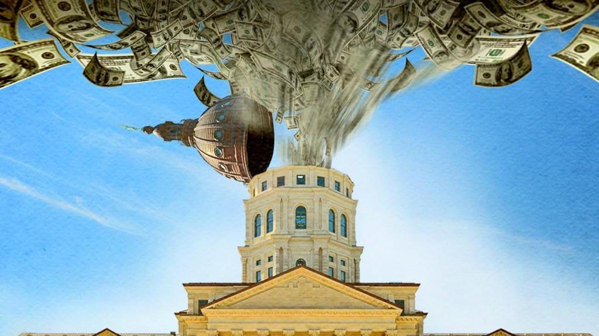 Kansas statehouse money illustration
