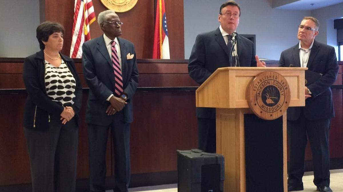 Jackson County and the FBI are investigating four recent cases of inmates who were physically abused by guards at the county jail. County Executive Mike Sanders (at lectern) announced the investigation on Monday.