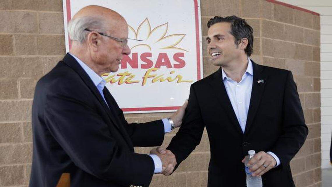 
The U.S. Senate ballot in Kansas now offers voters a choice among Republican Sen. Pat Roberts (left), independent Greg Orman (right) and Libertarian nominee Randall Batson.

