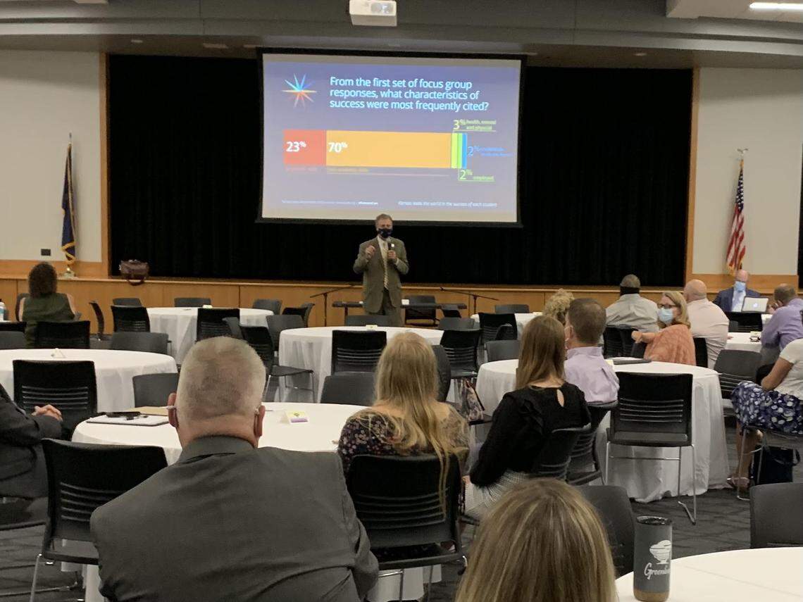 Deputy Kansas Education Commissioner Brad Neuenswander during a stop of the Kansans Can Success Tour.