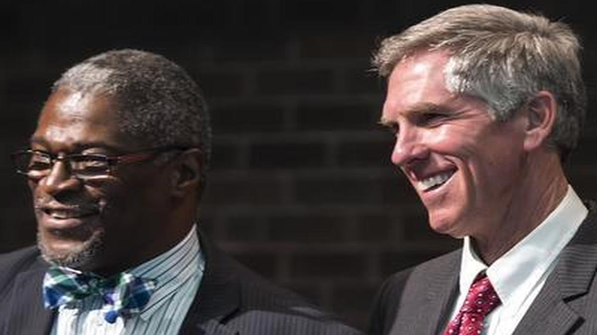 
Incumbent Kansas City Mayor Sly James (left) debated challengers Clay Chastain (center) and Vincent Lee before the April 7 primary election. Chastain came in third and afterward sued, arguing that James should be disqualified from the May 23 general election because he had been late paying his property taxes earlier this year. On Monday, the Missouri Court of Appeals rejected Chastain’s lawsuit, and James will remain on the ballot with Lee. 
