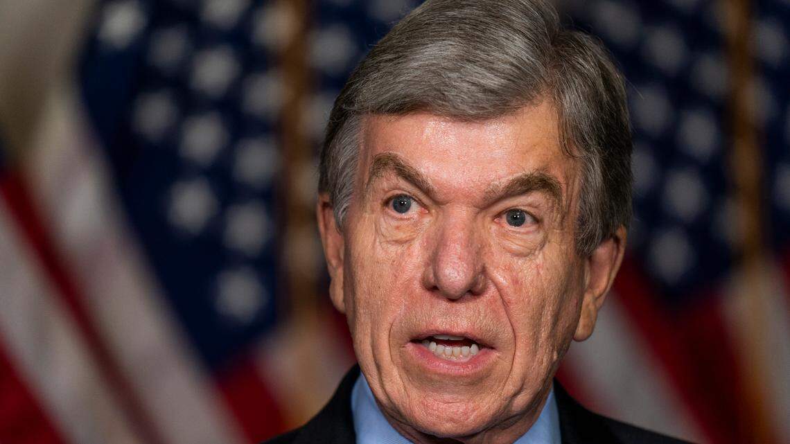 Sen. Roy Blunt, R-Mo., speaks to reporters as he arrives for the Senate Republican policy meeting on Capitol Hill, Thursday, Sept. 17, 2020, in Washington.
