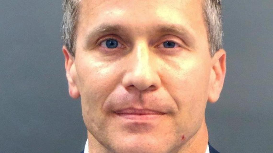A booking photo provided by the St. Louis Metropolitan Police Department shows Missouri Gov. Eric Greitens last week. A St. Louis grand jury has indicted Greitens on a felony invasion of privacy charge for allegedly taking a compromising photo of a woman with whom he had an affair in 2015.